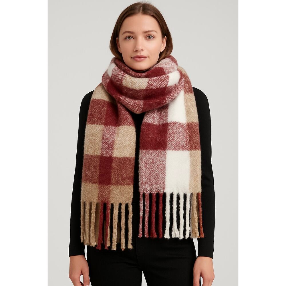 Calvin Klein Chunky Oversized Plaid Blanket Scarf NWT